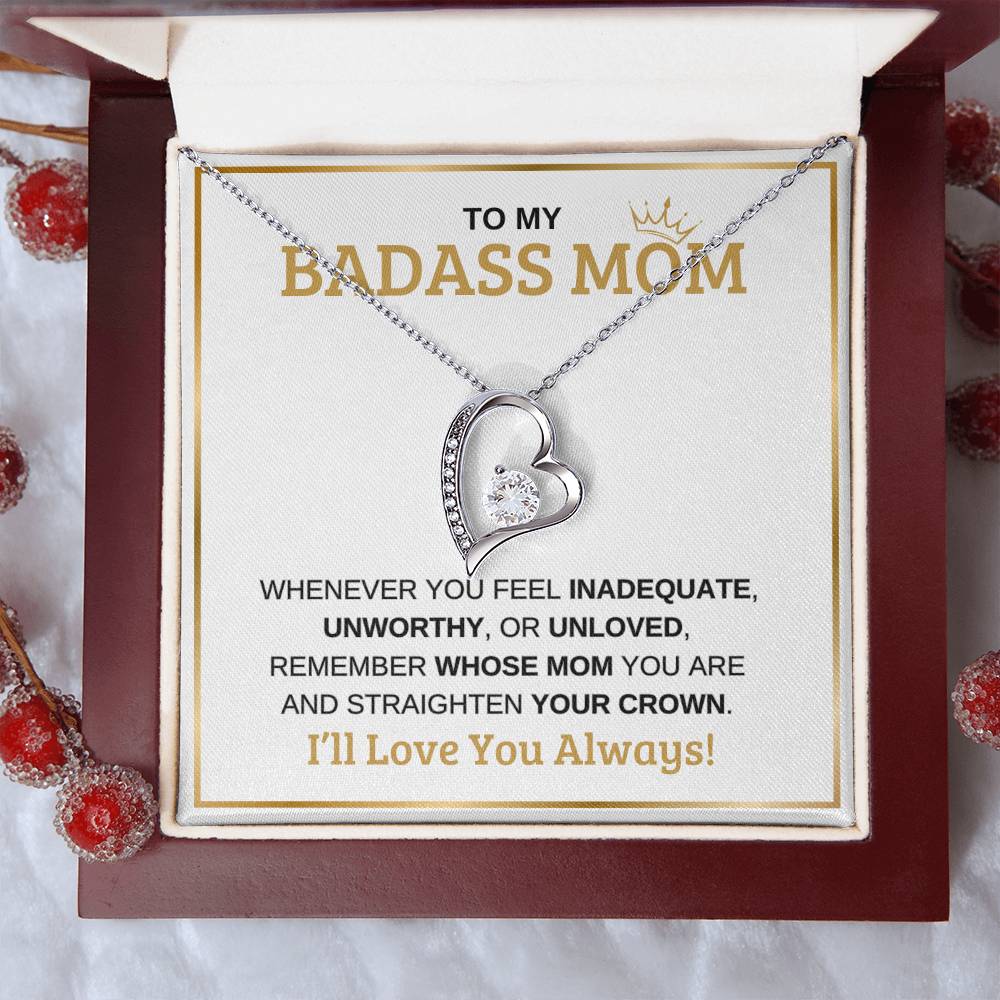 To My Badass Mom | White Message Card -Forever Love Necklace