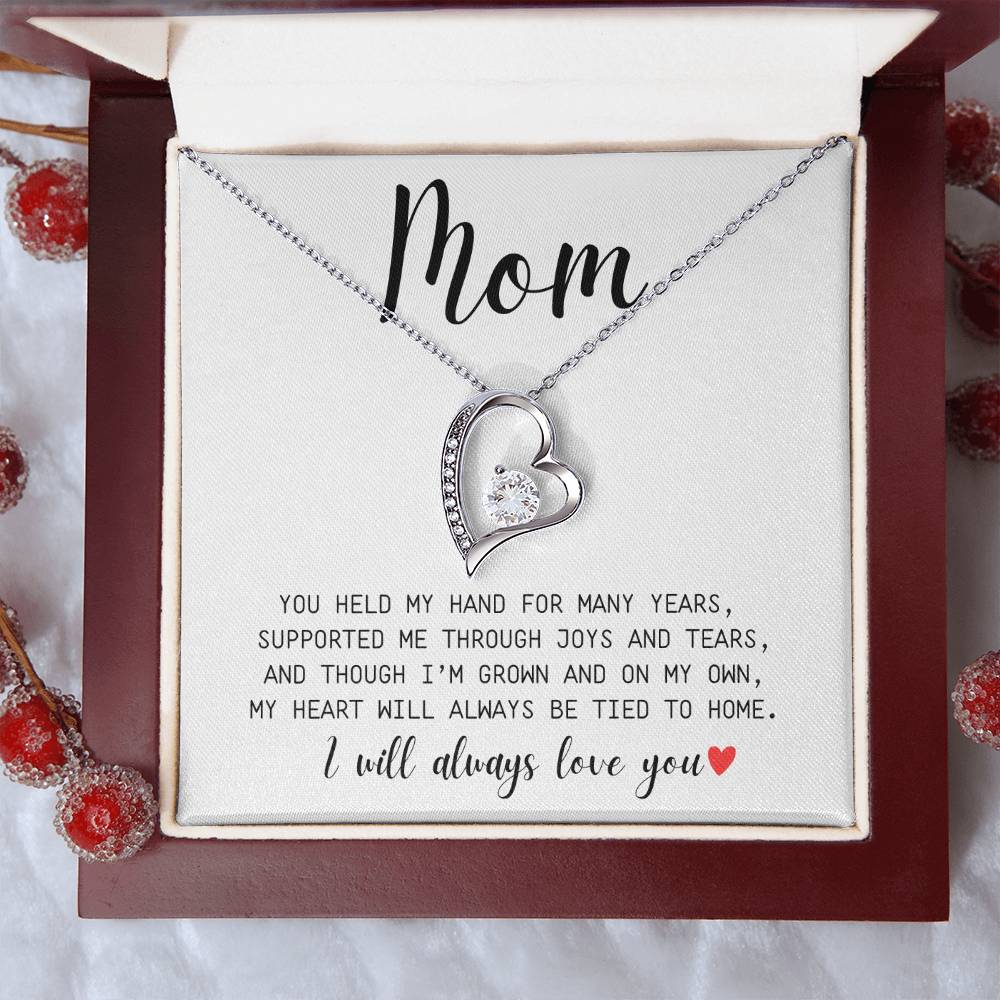Mom | You Held My Hand For Many Years | I'll Always Love You | White Message Card - Forever Love Necklace