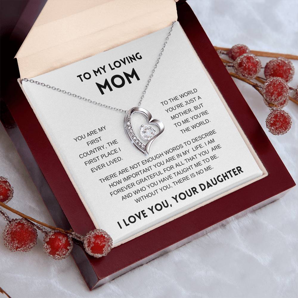To My Loving Mom | From Daughter | White Message Card - Forever Love Necklace