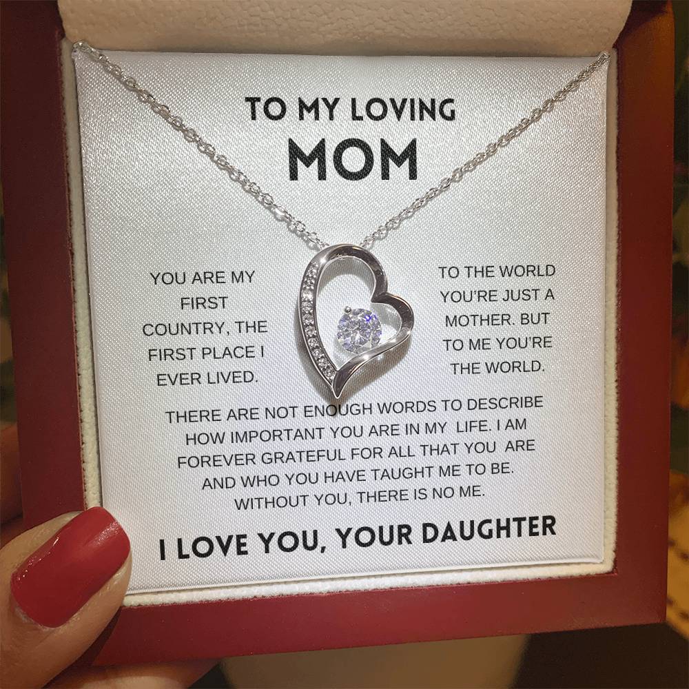 To My Loving Mom | From Daughter | White Message Card - Forever Love Necklace