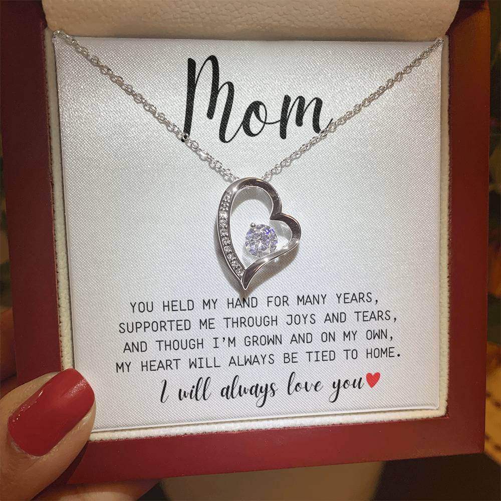 Mom | You Held My Hand For Many Years | I'll Always Love You | White Message Card - Forever Love Necklace
