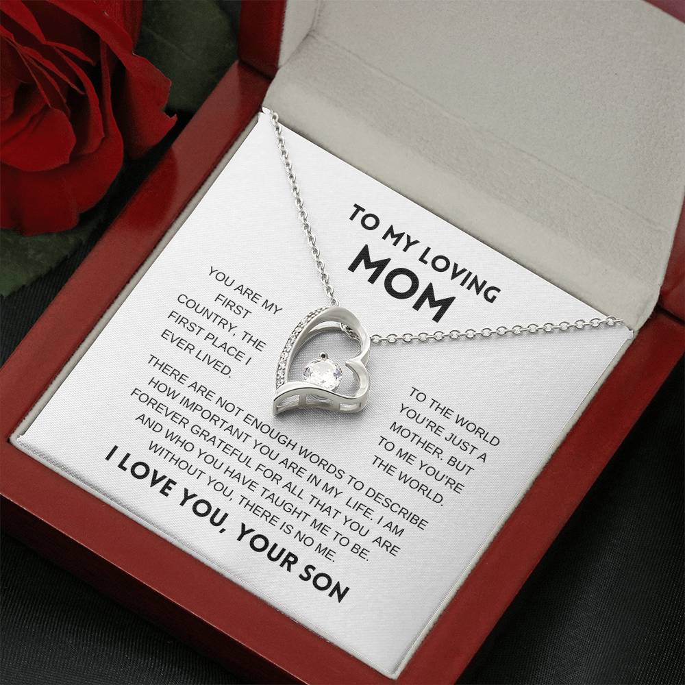To My Loving Mom | From Son | White Message Card - Forever Love Necklace