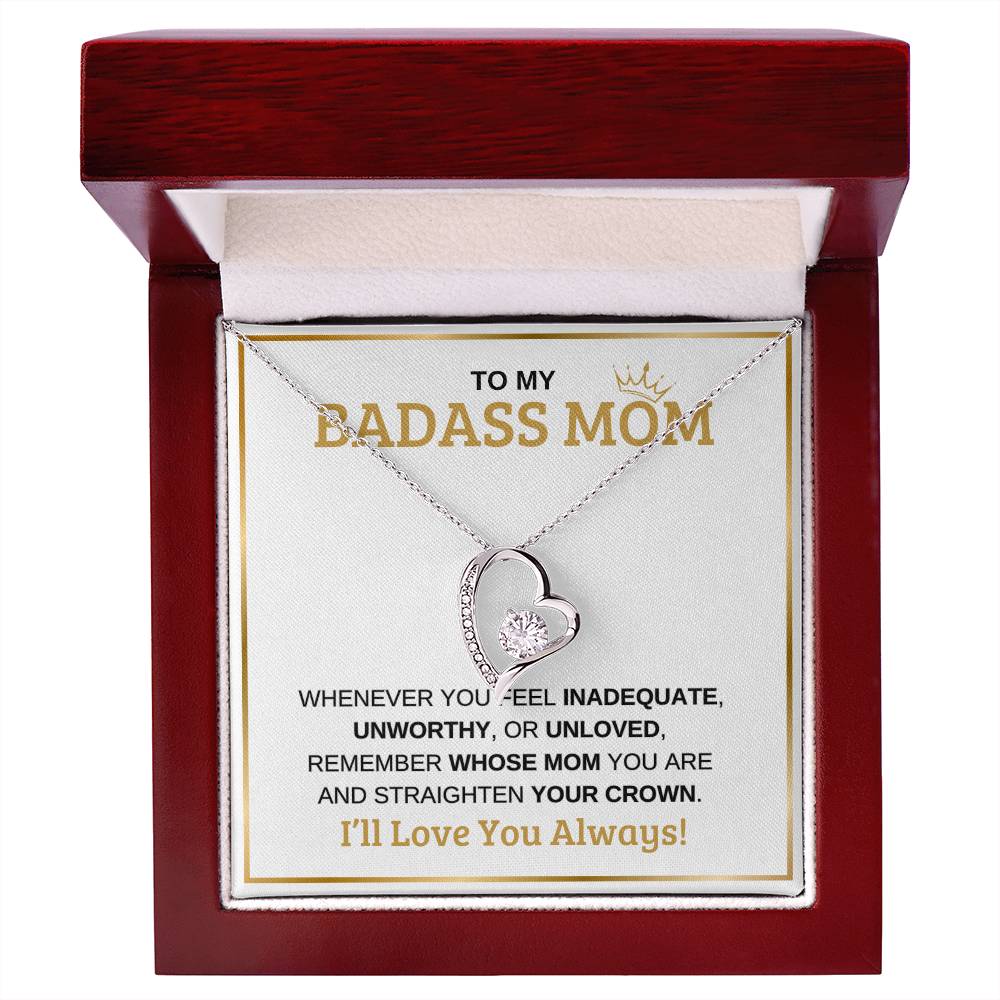To My Badass Mom | White Message Card -Forever Love Necklace