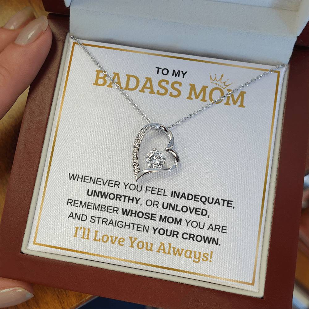 To My Badass Mom | White Message Card -Forever Love Necklace