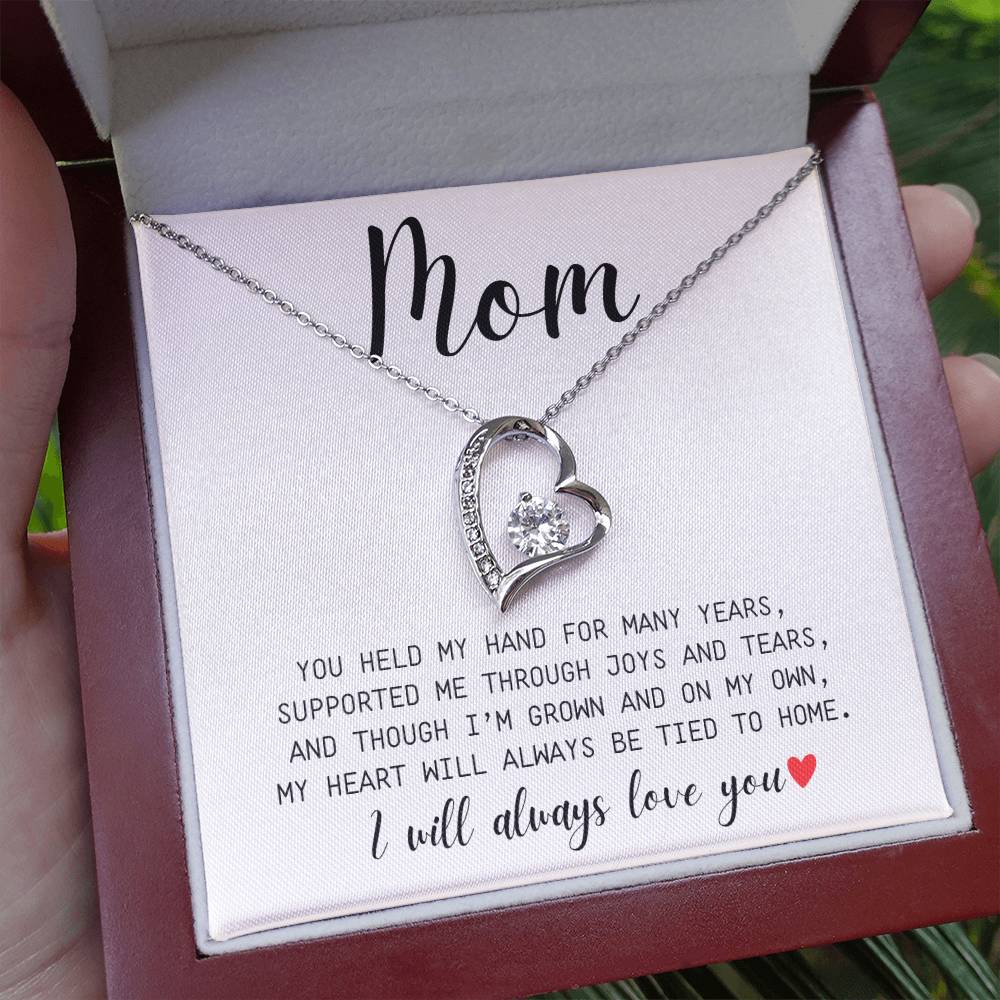 Mom | You Held My Hand For Many Years | I'll Always Love You | White Message Card - Forever Love Necklace