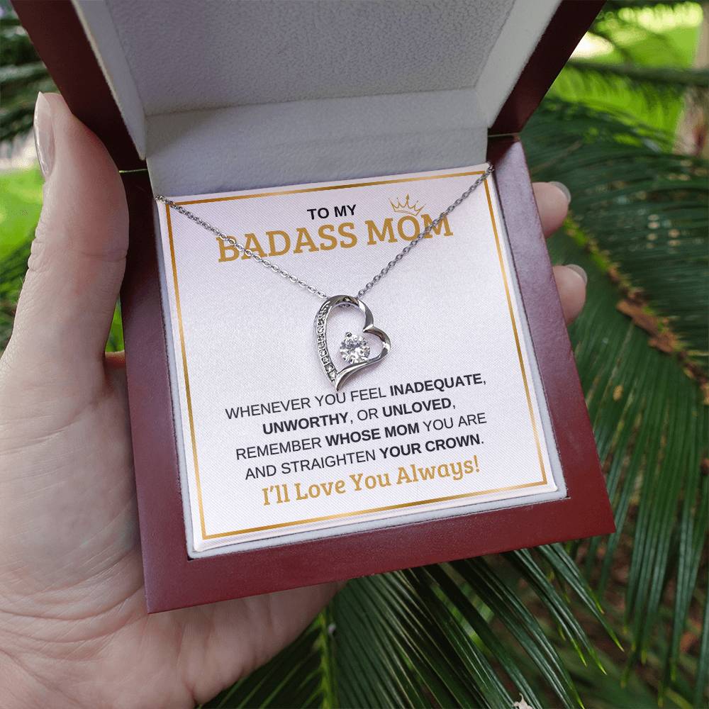 To My Badass Mom | White Message Card -Forever Love Necklace