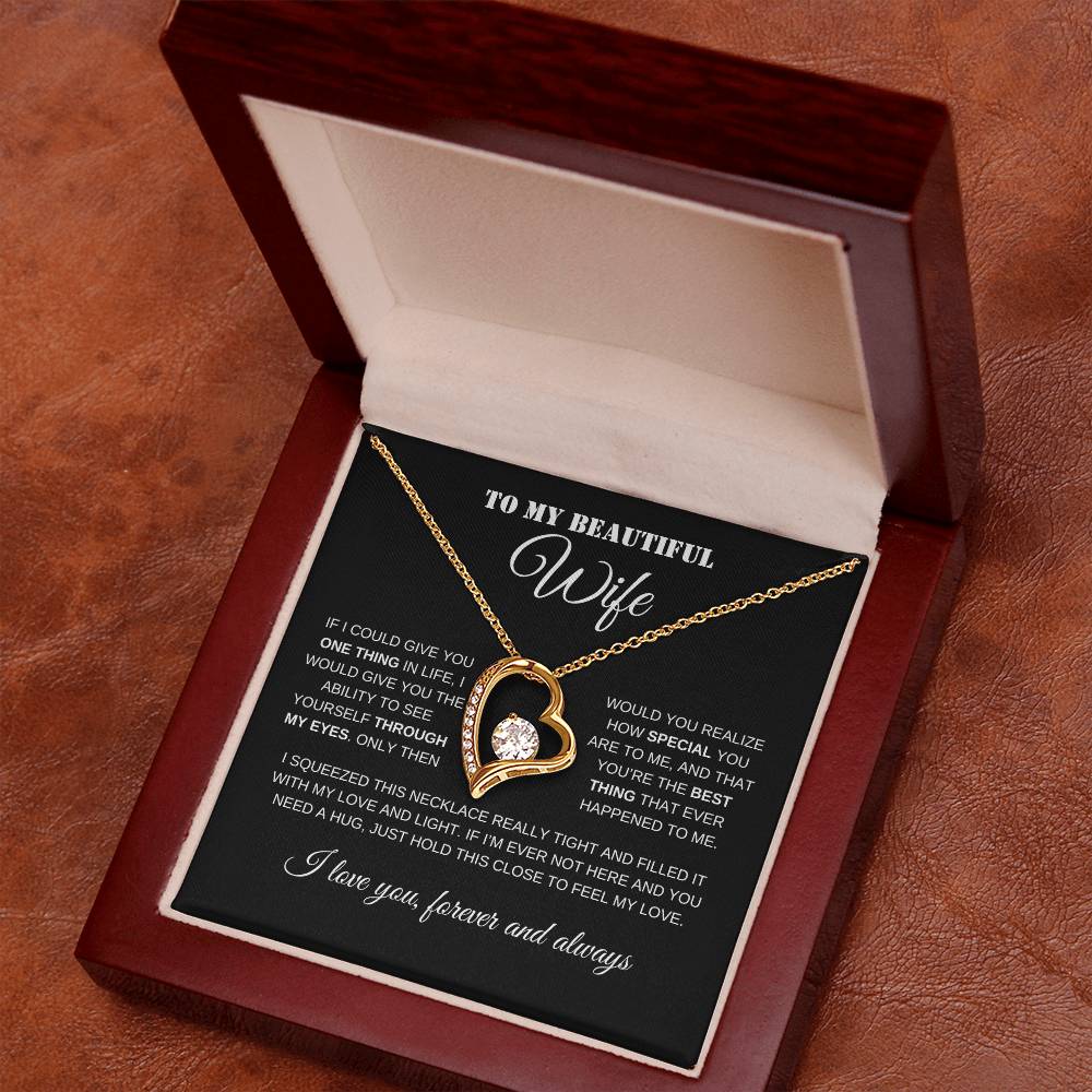 To My Beautiful Wife | Black Message Card - Forever Love Necklace