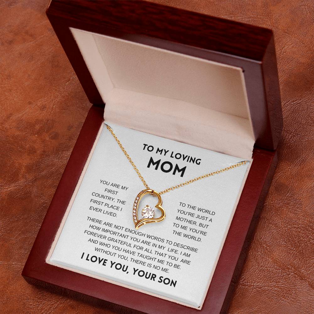 To My Loving Mom | From Son | White Message Card - Forever Love Necklace