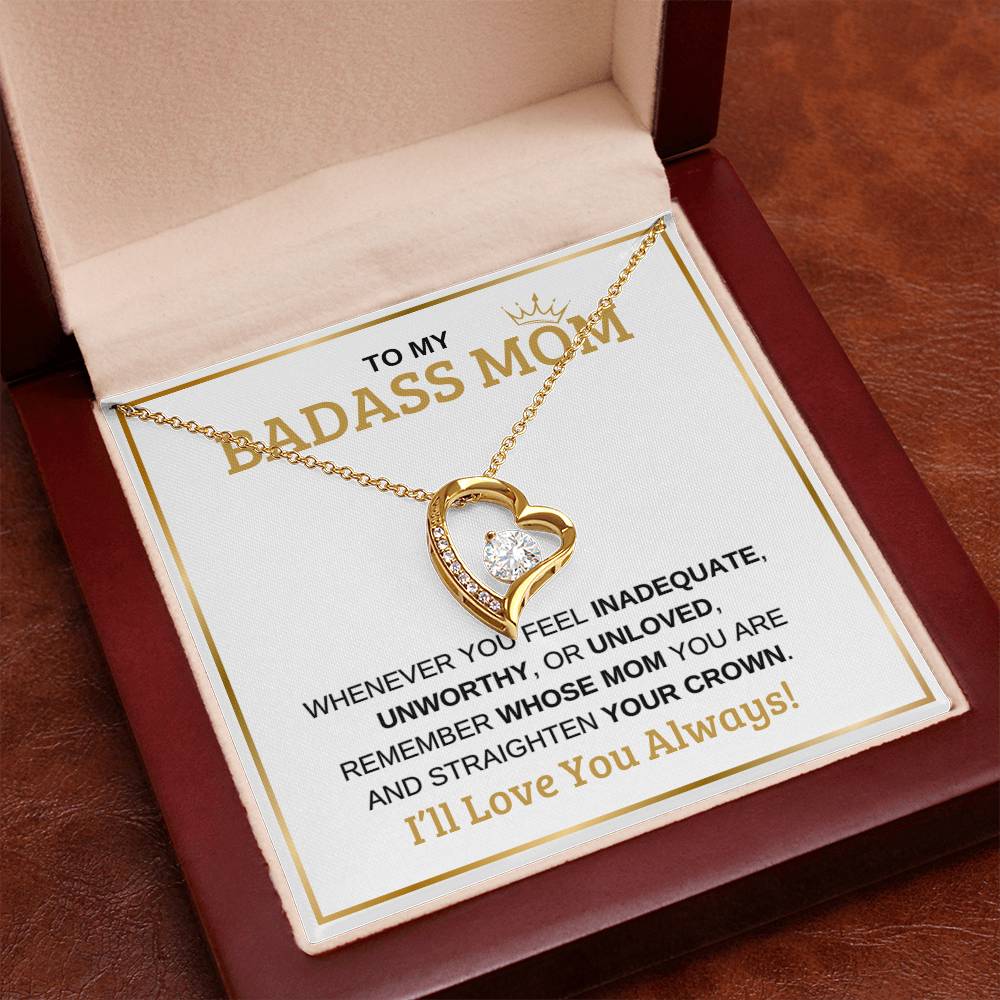 To My Badass Mom | White Message Card -Forever Love Necklace