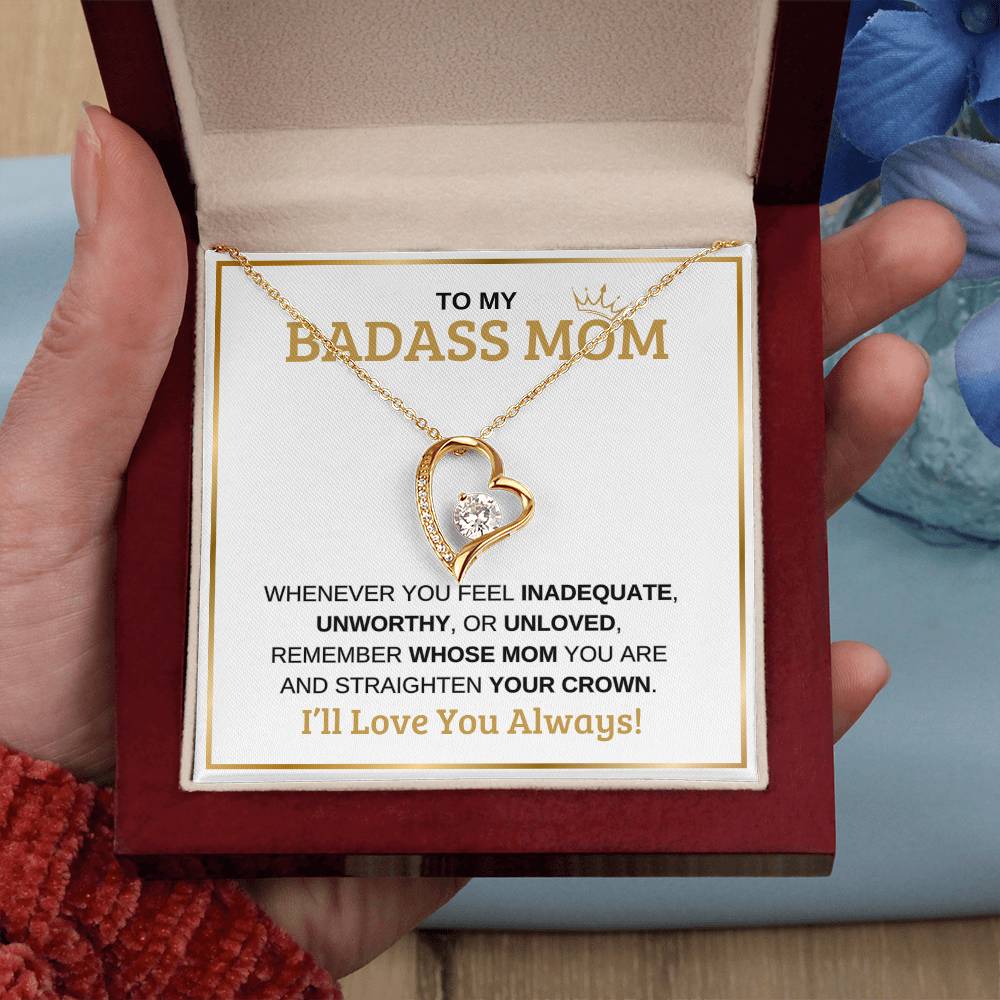 To My Badass Mom | White Message Card -Forever Love Necklace