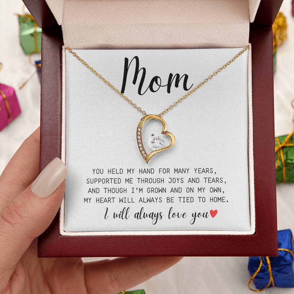 Mom | You Held My Hand For Many Years | I'll Always Love You | White Message Card - Forever Love Necklace