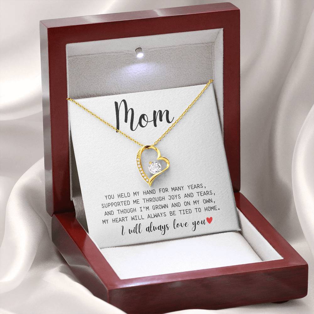 Mom | You Held My Hand For Many Years | I'll Always Love You | White Message Card - Forever Love Necklace
