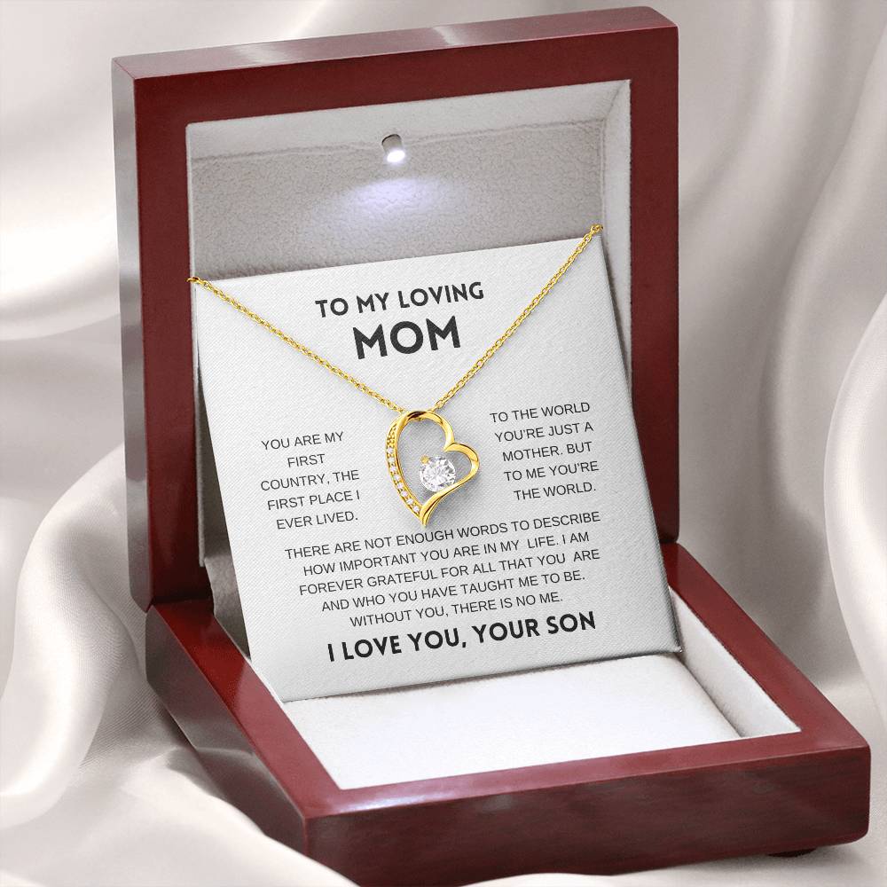To My Loving Mom | From Son | White Message Card - Forever Love Necklace