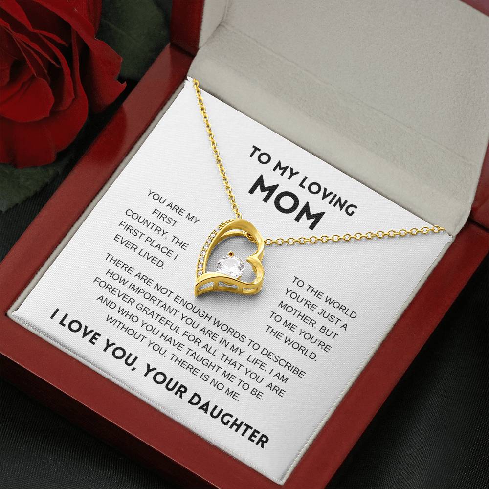 To My Loving Mom | From Daughter | White Message Card - Forever Love Necklace