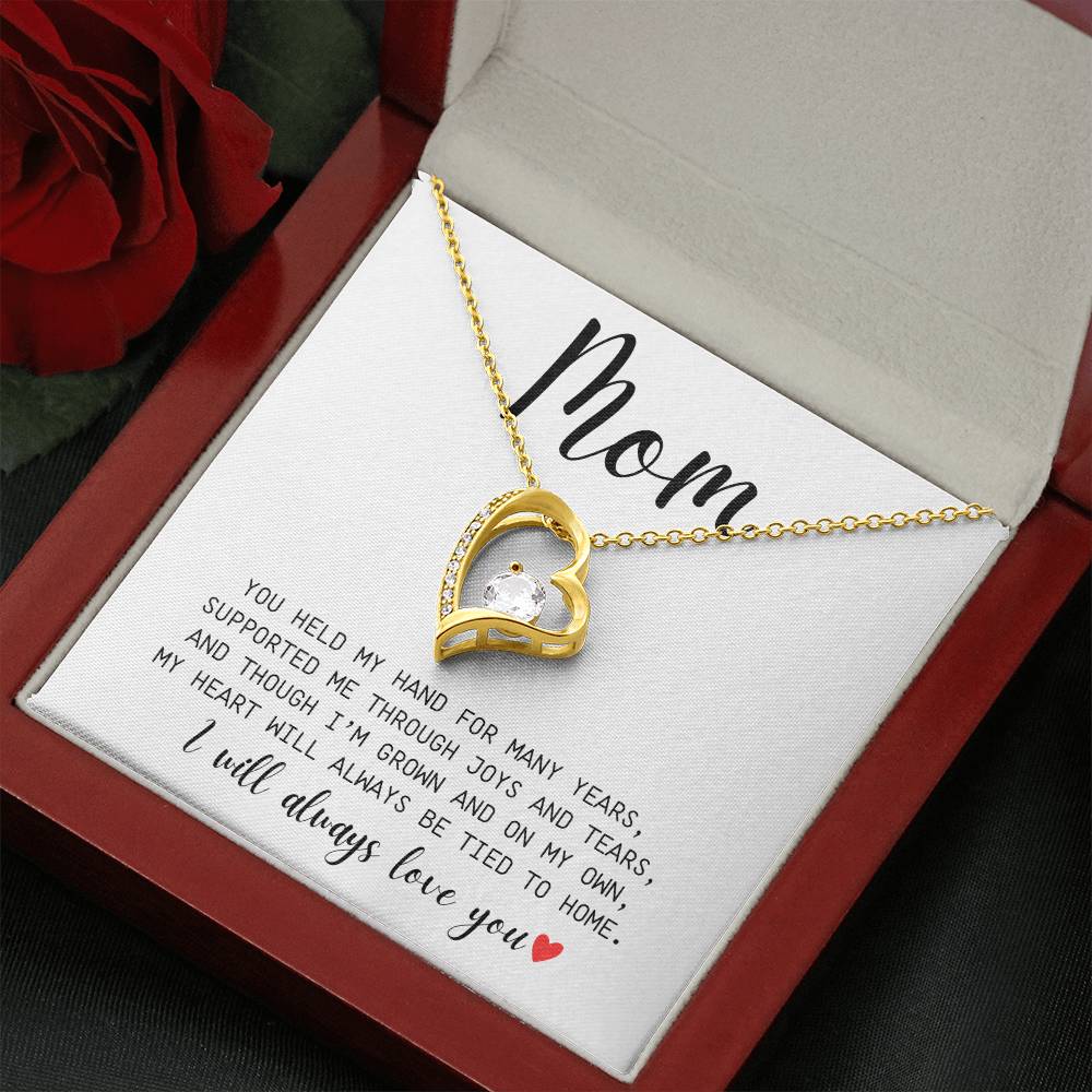 Mom | You Held My Hand For Many Years | I'll Always Love You | White Message Card - Forever Love Necklace