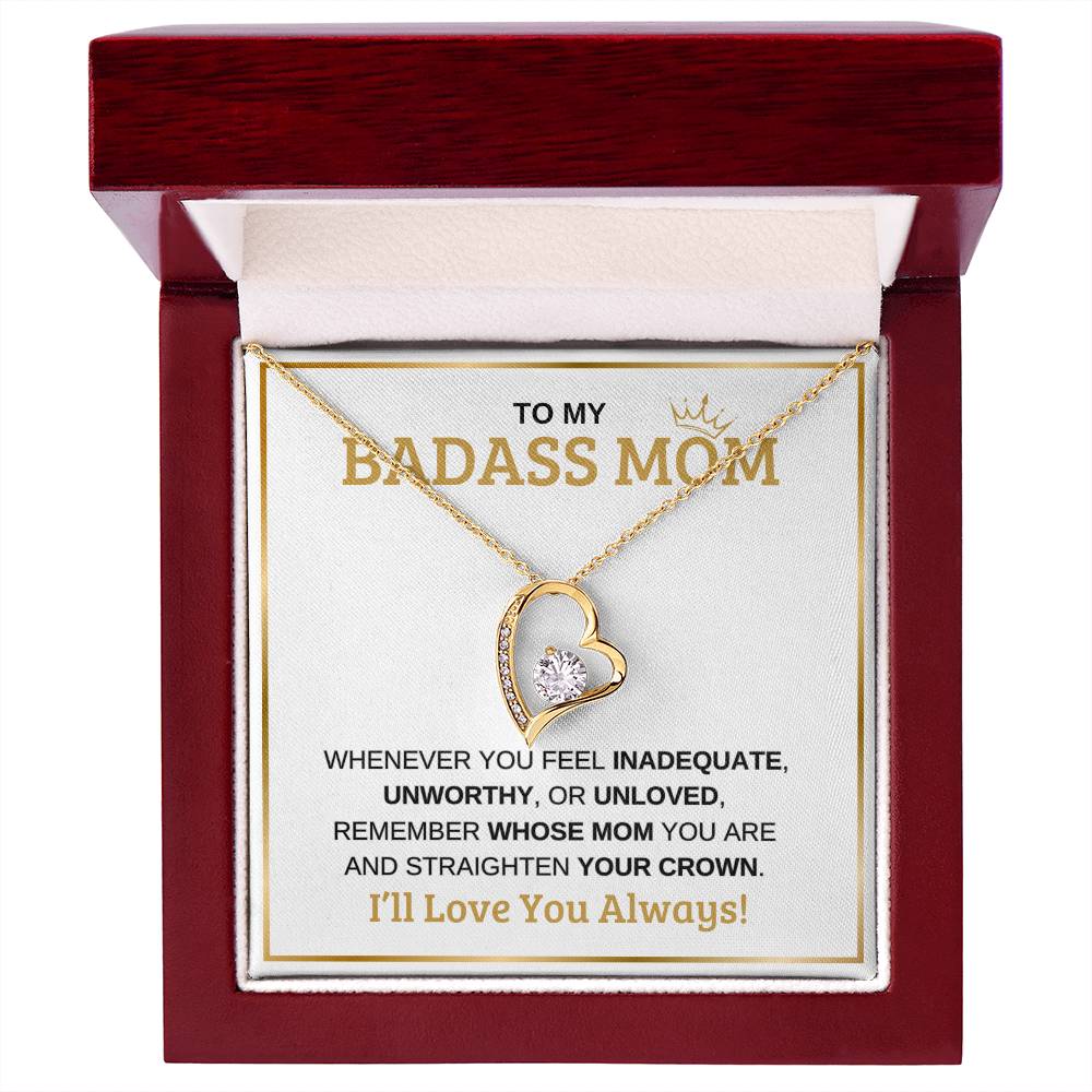 To My Badass Mom | White Message Card -Forever Love Necklace