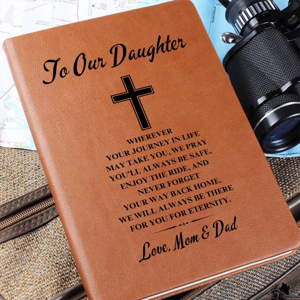 To Our Daughter | Graduation | Cross | Love Mom & Dad - Graphic Leather Journal