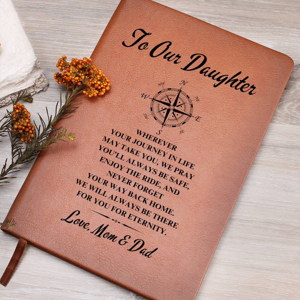 To Our Daughter | Graduation | Compass | Love Mom & Dad - Graphic Leather Journal