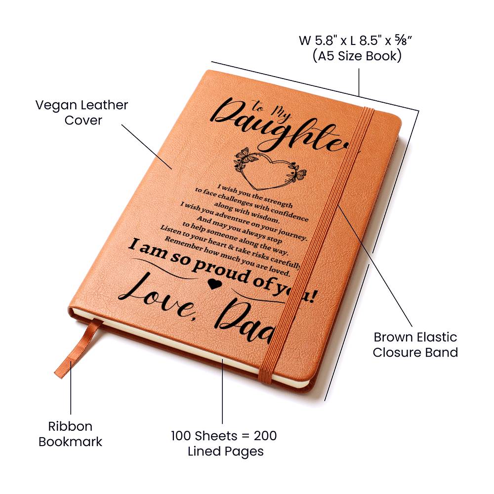 To My Daughter | Graduation | Love Dad - Graphic Leather Journal