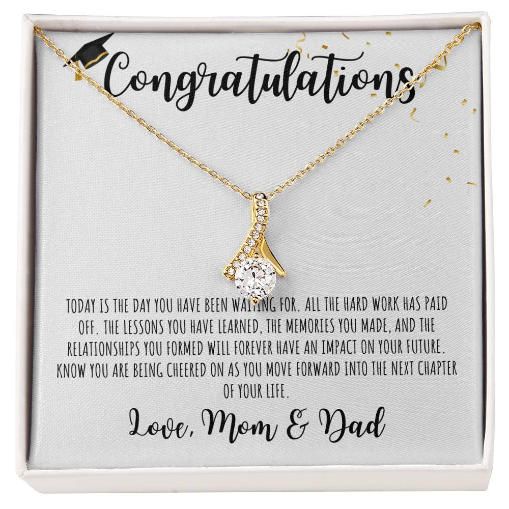 Congratulations Graduate | From Mom & Dad | White Message Card - Alluring Beauty Necklace