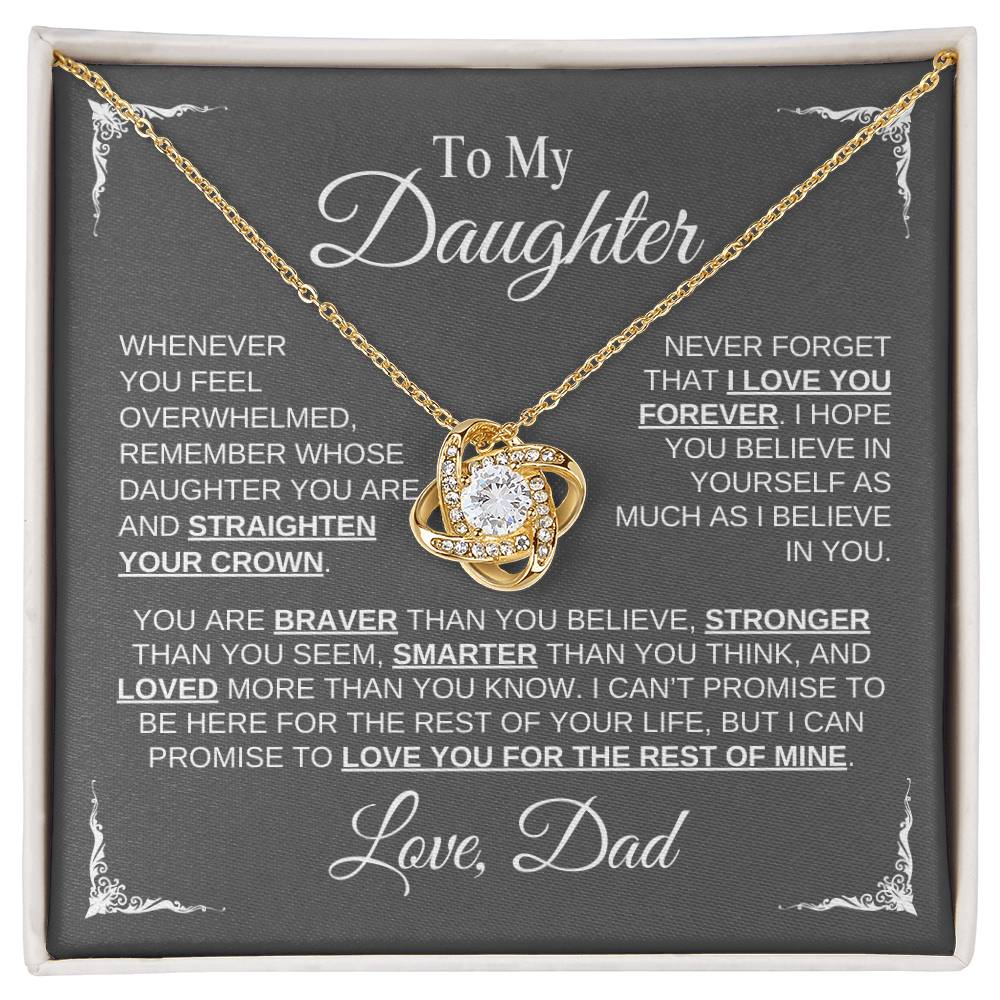 To My Daughter | Love Dad |Grey Message Card - Love Knot Necklace