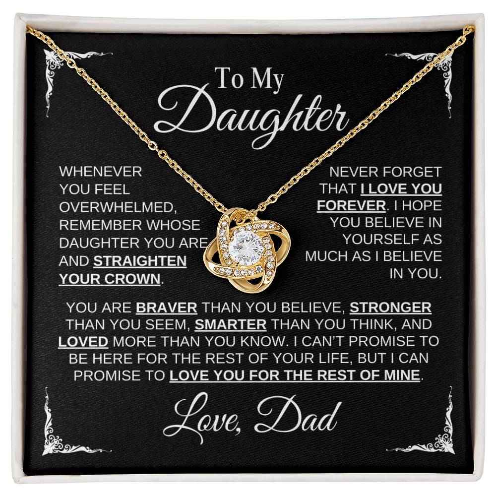 To My Daughter | Love Dad | Black Message Card - Love Knot Necklace
