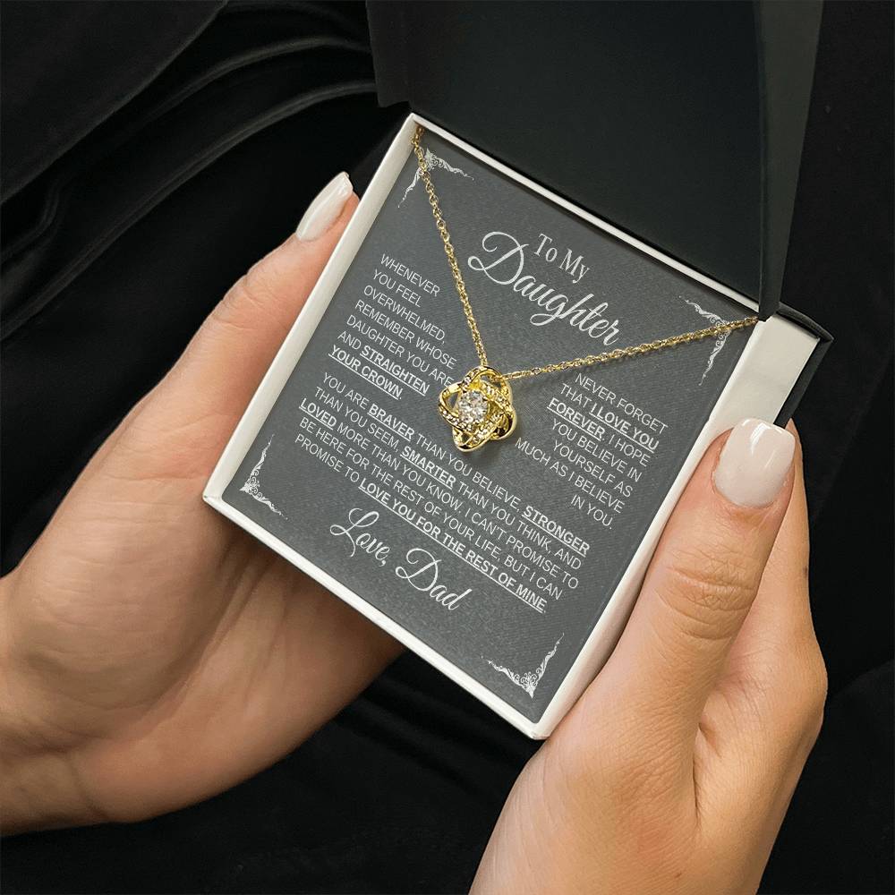 To My Daughter | Love Dad |Grey Message Card - Love Knot Necklace