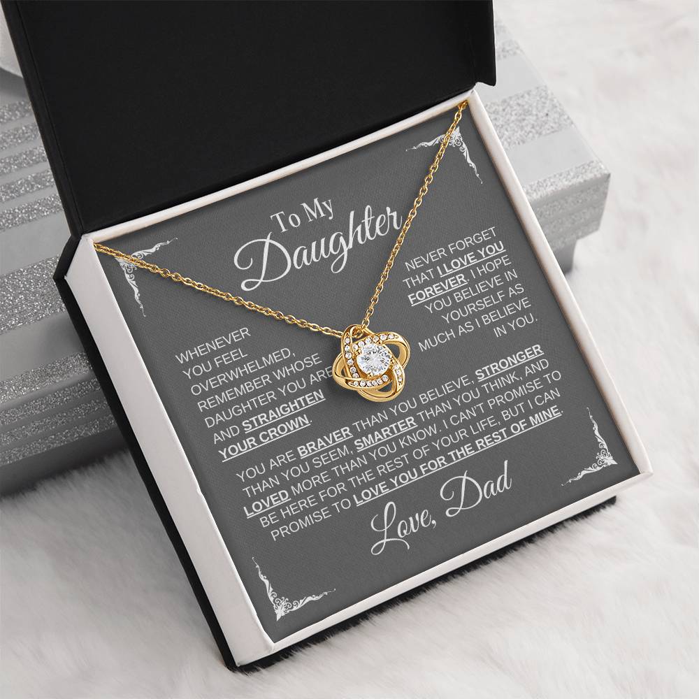 To My Daughter | Love Dad |Grey Message Card - Love Knot Necklace