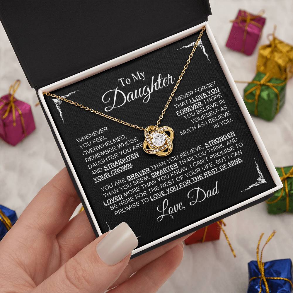 To My Daughter | Love Dad | Black Message Card - Love Knot Necklace