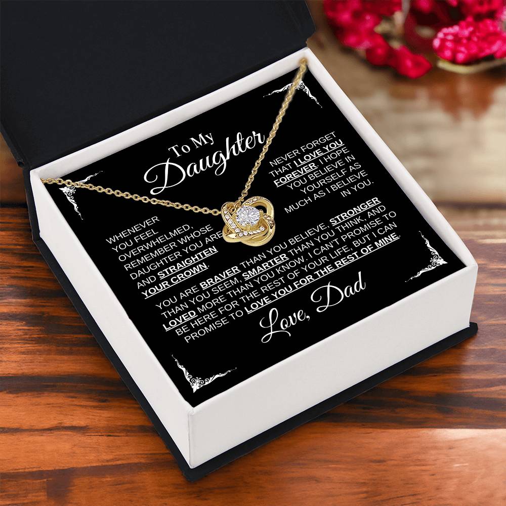 To My Daughter | Love Dad | Black Message Card - Love Knot Necklace