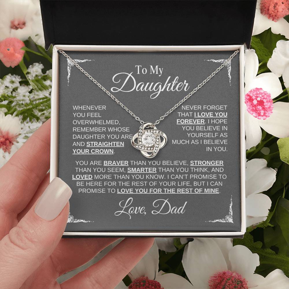 To My Daughter | Love Dad |Grey Message Card - Love Knot Necklace