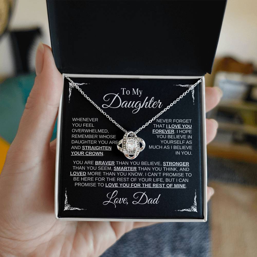 To My Daughter | Love Dad | Black Message Card - Love Knot Necklace