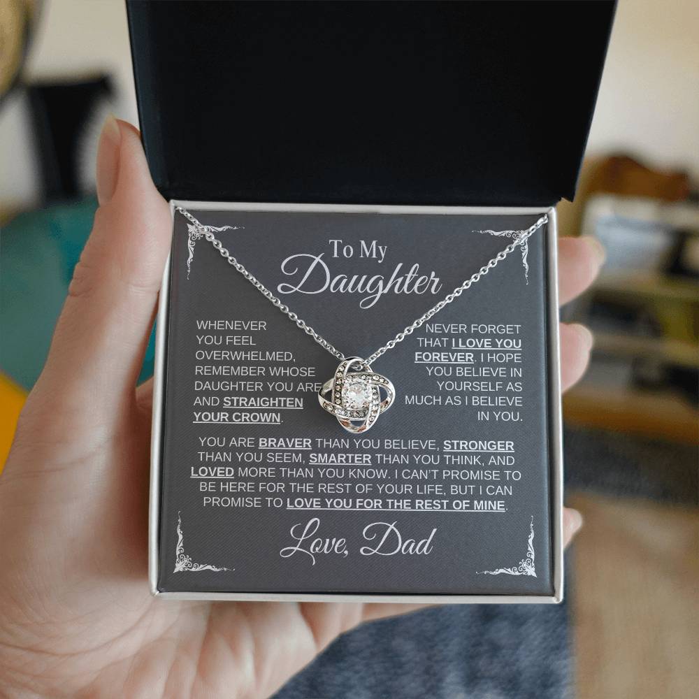 To My Daughter | Love Dad |Grey Message Card - Love Knot Necklace