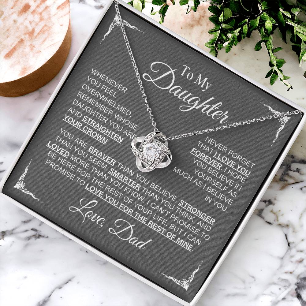 To My Daughter | Love Dad |Grey Message Card - Love Knot Necklace