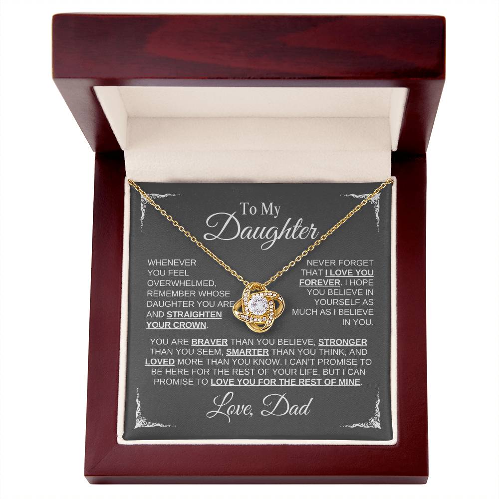 To My Daughter | Love Dad |Grey Message Card - Love Knot Necklace