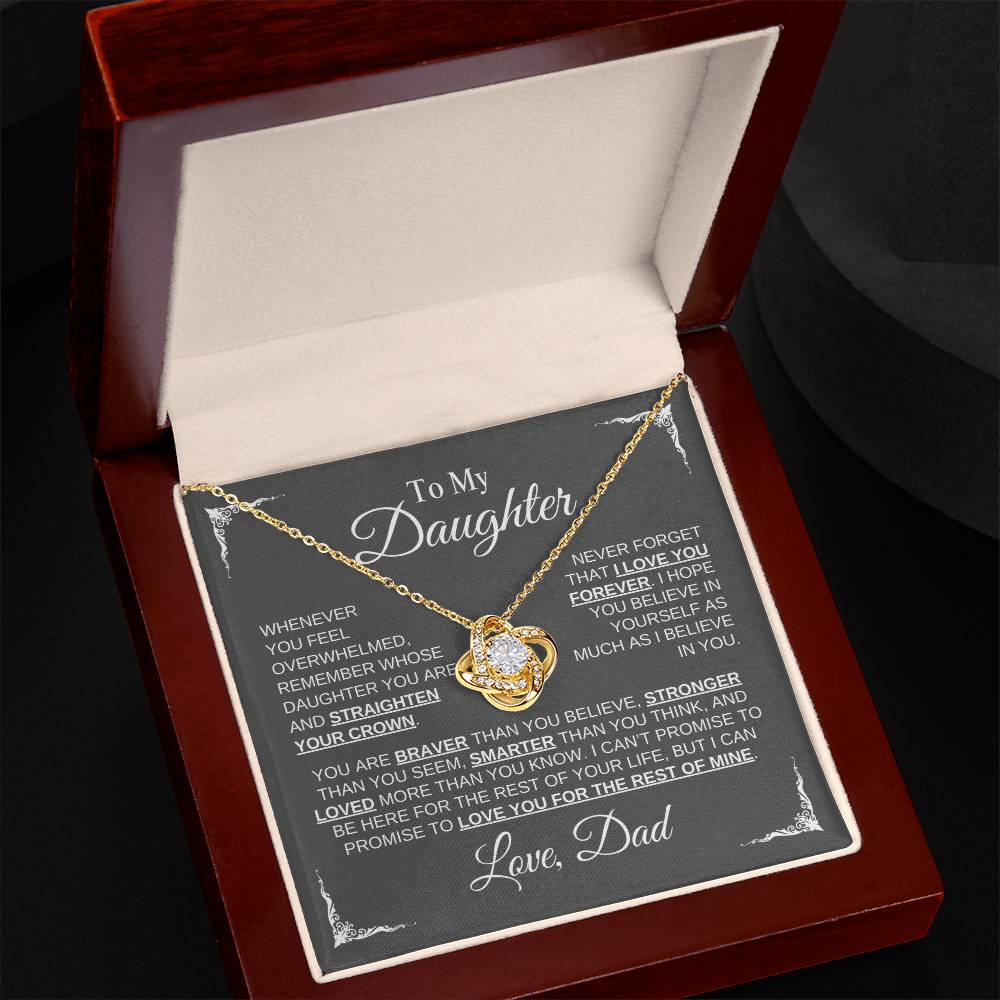 To My Daughter | Love Dad |Grey Message Card - Love Knot Necklace