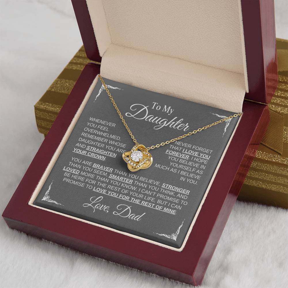 To My Daughter | Love Dad |Grey Message Card - Love Knot Necklace