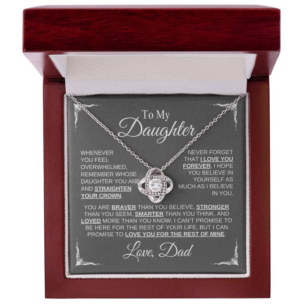 To My Daughter | Love Dad |Grey Message Card - Love Knot Necklace