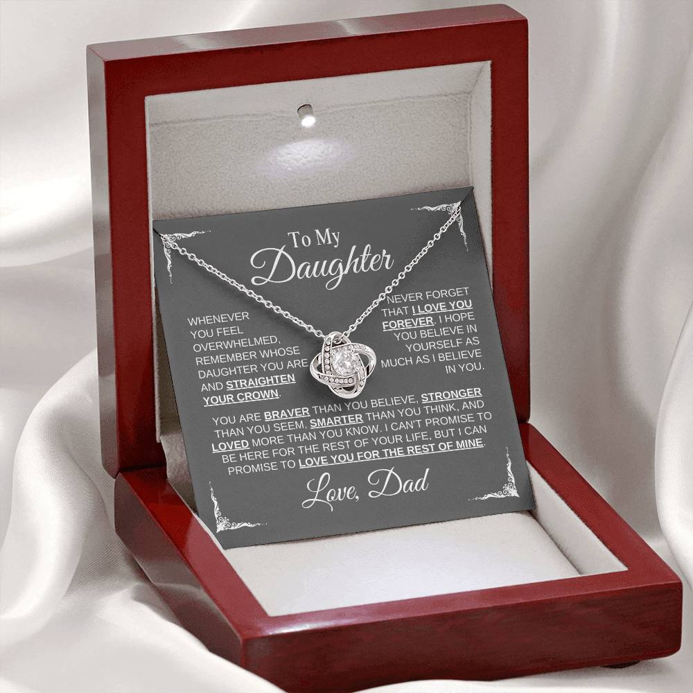 To My Daughter | Love Dad |Grey Message Card - Love Knot Necklace