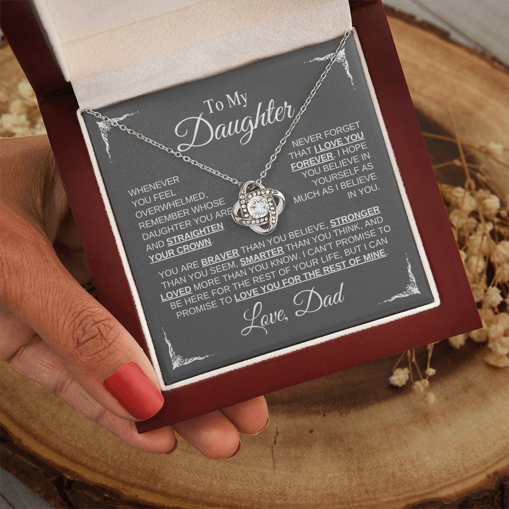 To My Daughter | Love Dad |Grey Message Card - Love Knot Necklace