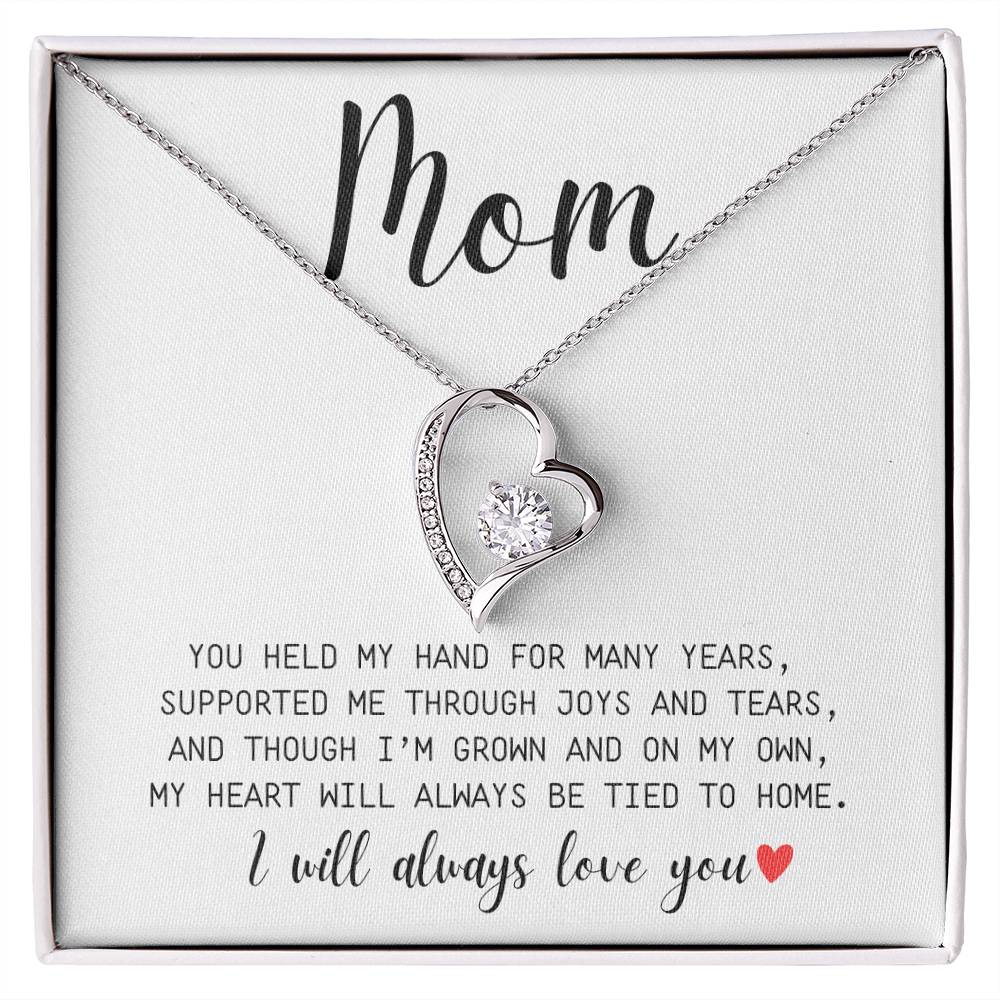 Mom | You Held My Hand For Many Years | I'll Always Love You | White Message Card - Forever Love Necklace