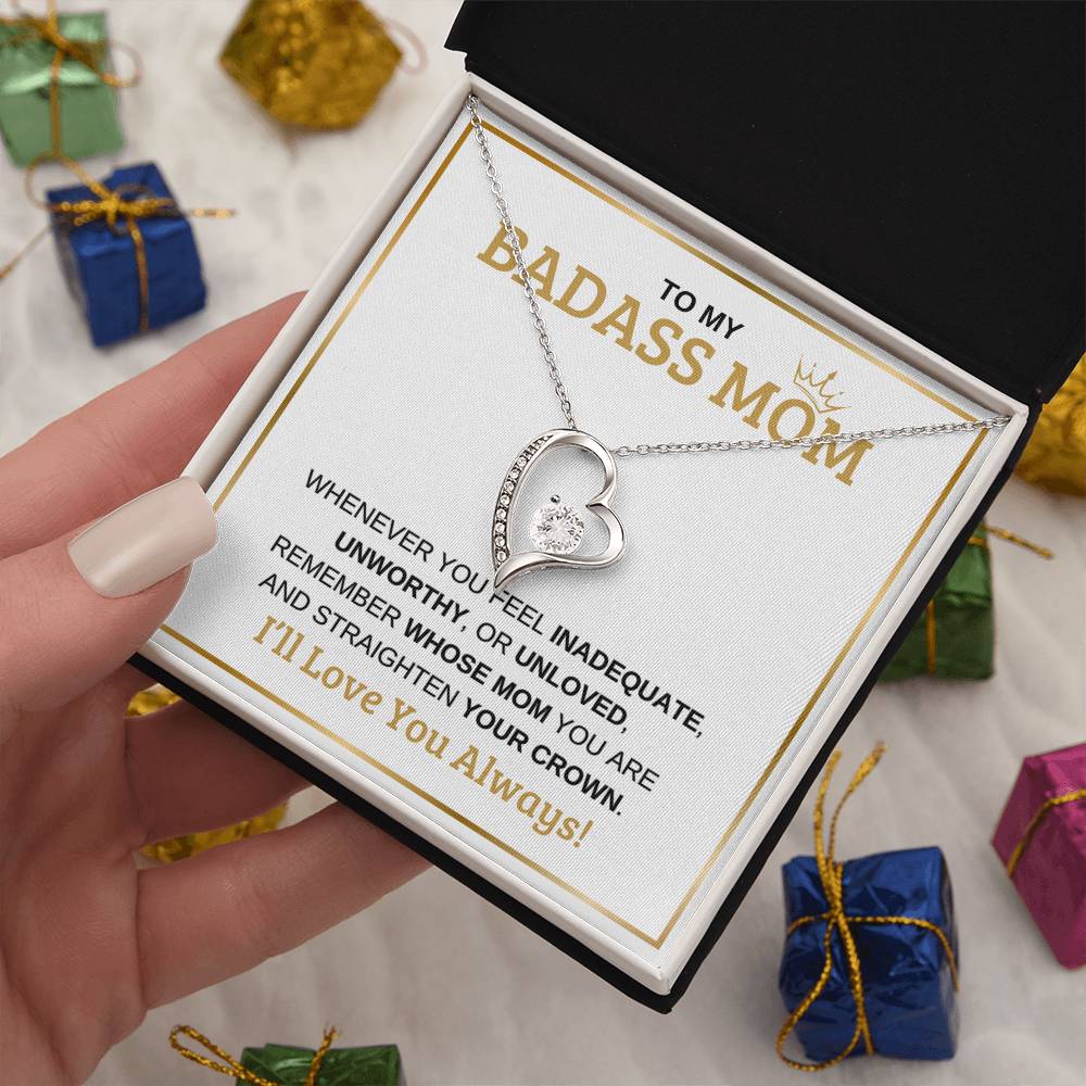 To My Badass Mom | White Message Card -Forever Love Necklace
