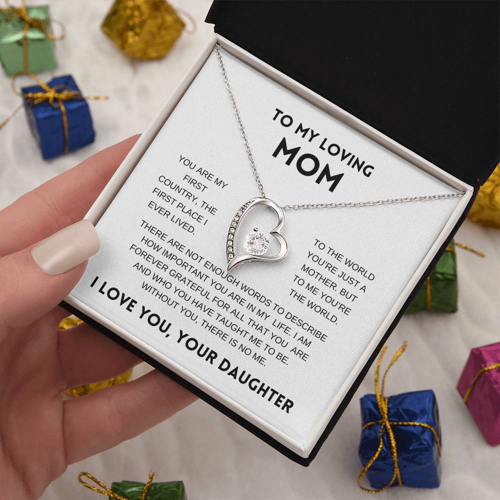 To My Loving Mom | From Daughter | White Message Card - Forever Love Necklace