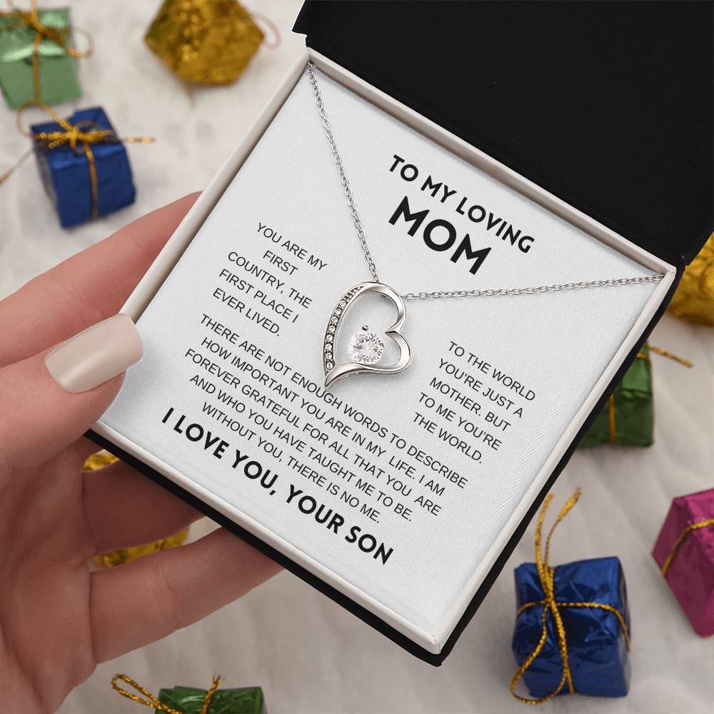 To My Loving Mom | From Son | White Message Card - Forever Love Necklace