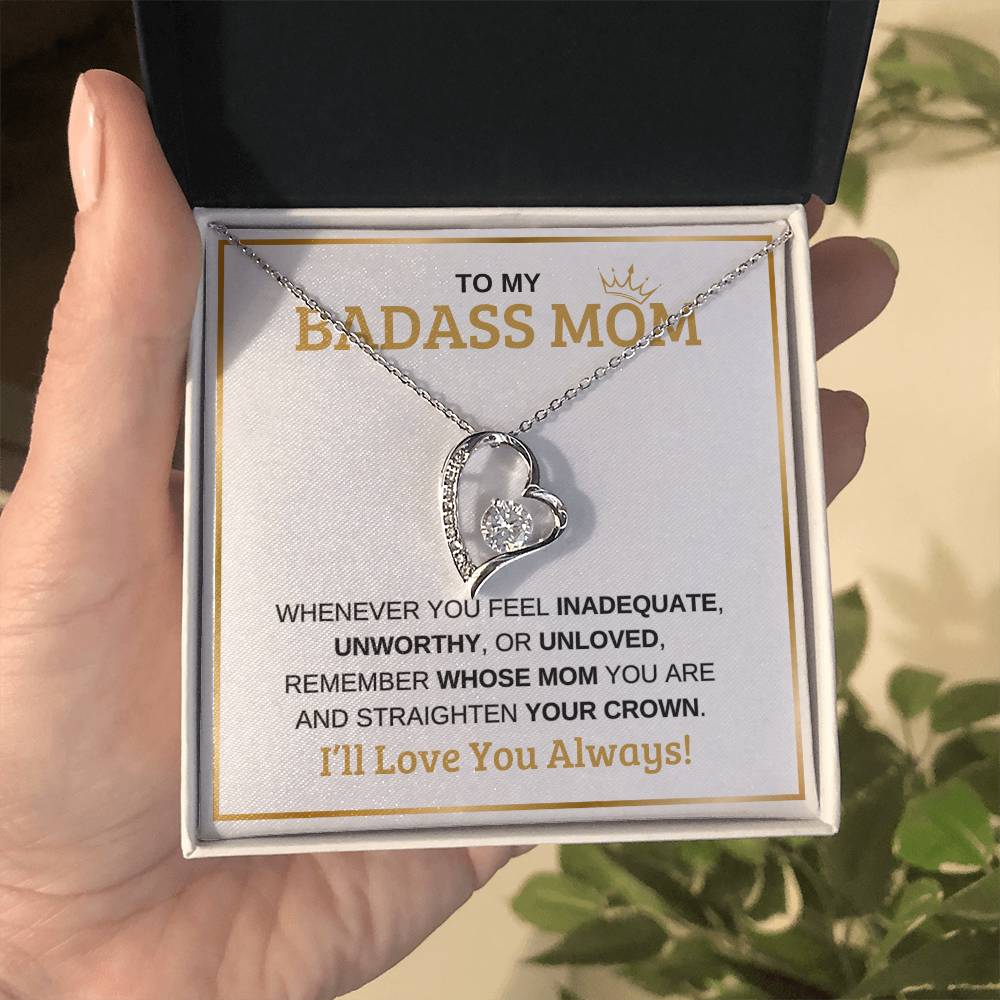 To My Badass Mom | White Message Card -Forever Love Necklace
