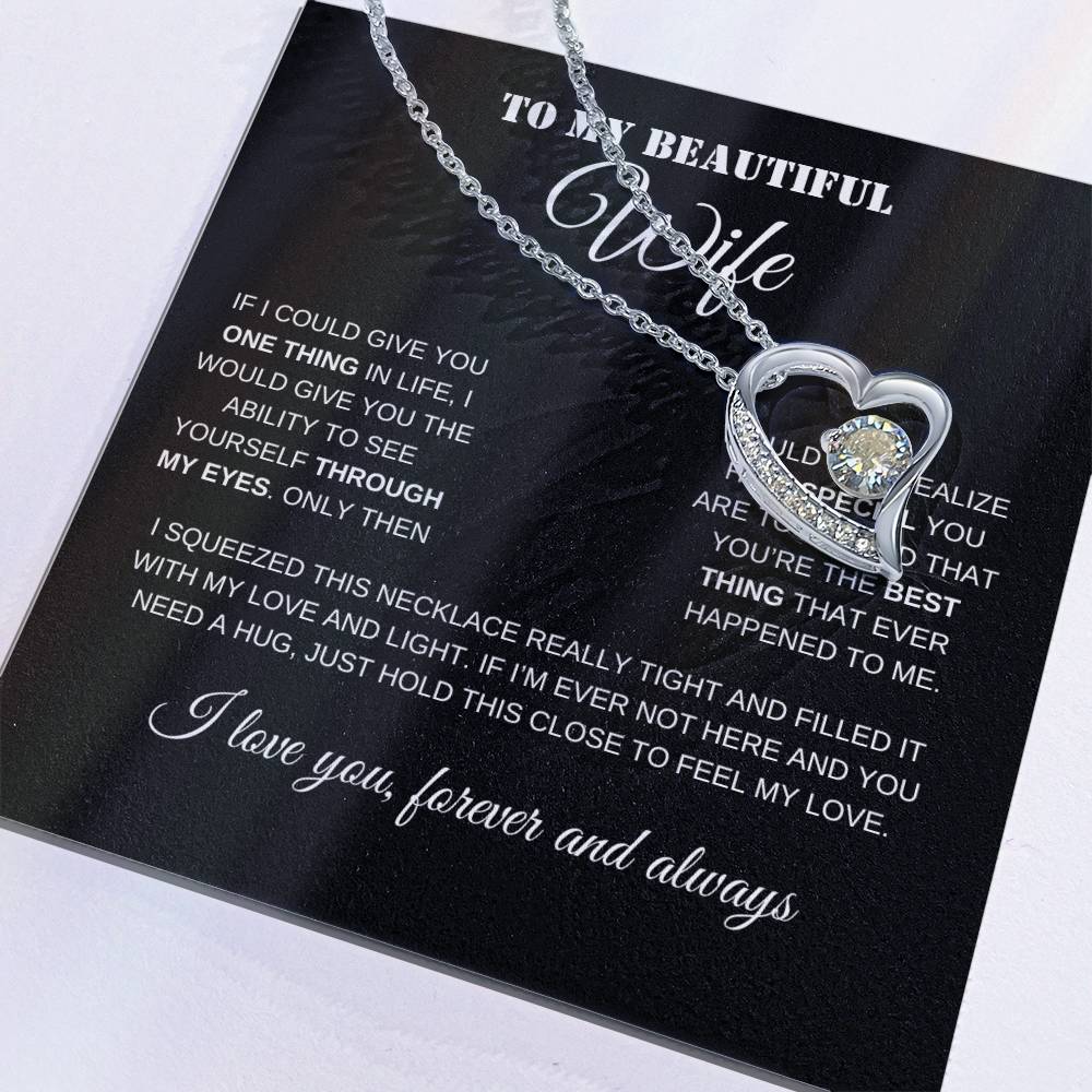 To My Beautiful Wife | Black Message Card - Forever Love Necklace