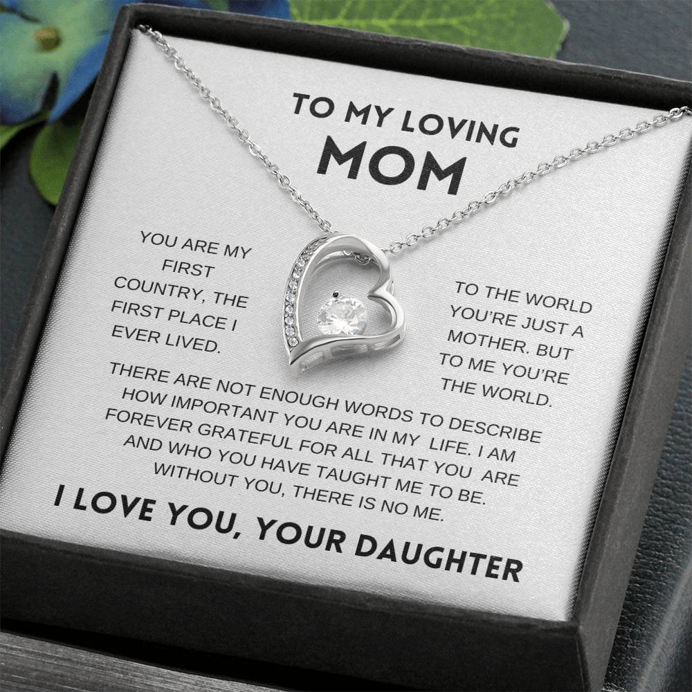 To My Loving Mom | From Daughter | White Message Card - Forever Love Necklace