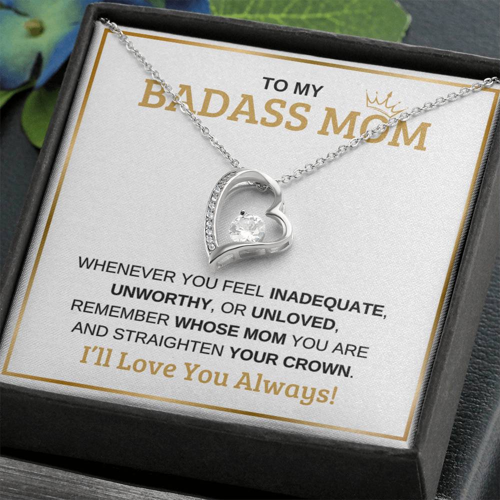 To My Badass Mom | White Message Card -Forever Love Necklace