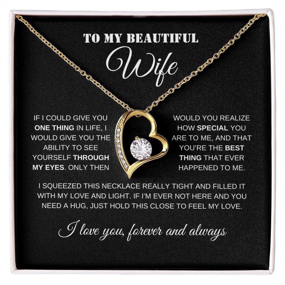 To My Beautiful Wife | Black Message Card - Forever Love Necklace