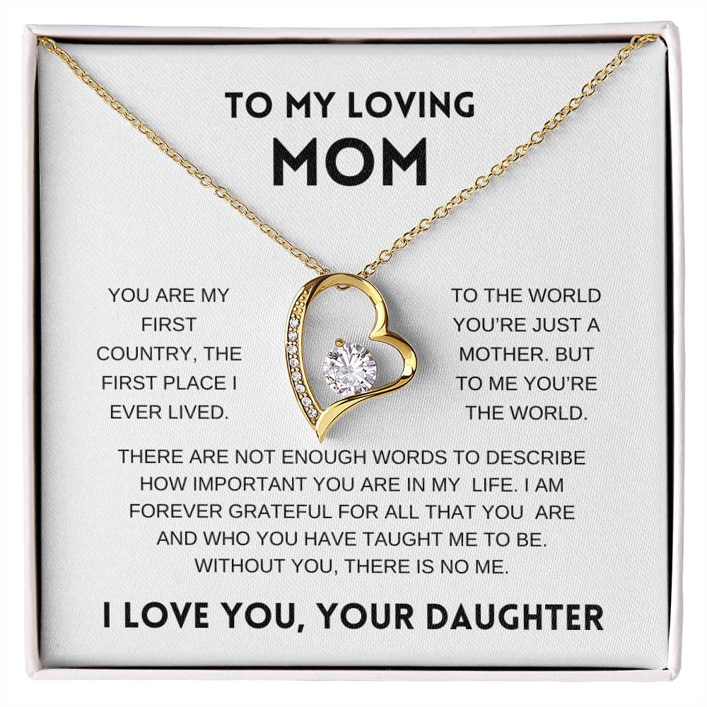 To My Loving Mom | From Daughter | White Message Card - Forever Love Necklace